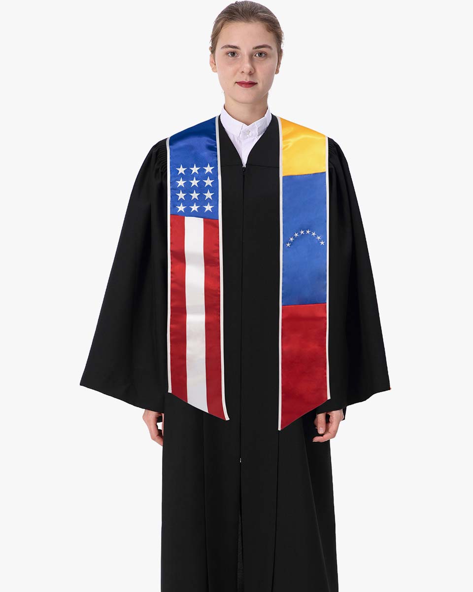 7 Mixed Flag Graduation Stoles Embroidery Sashes for Study Aboard Students