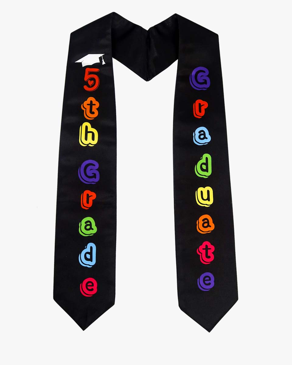 Printed Graduation Stole for 5th Grade Graduates - 3 Colors Available