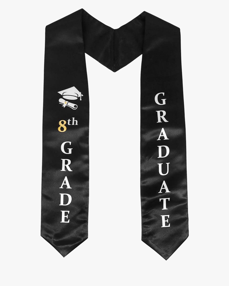 Printed Graduation Stole for 8th Grade Graduates - 3 Colors Available
