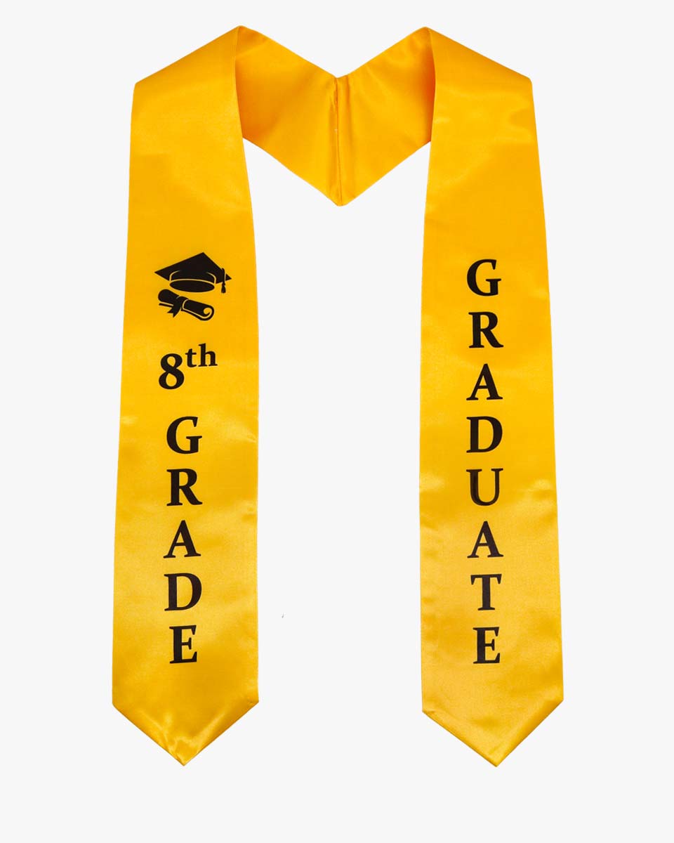 Printed Graduation Stole for 8th Grade Graduates - 3 Colors Available