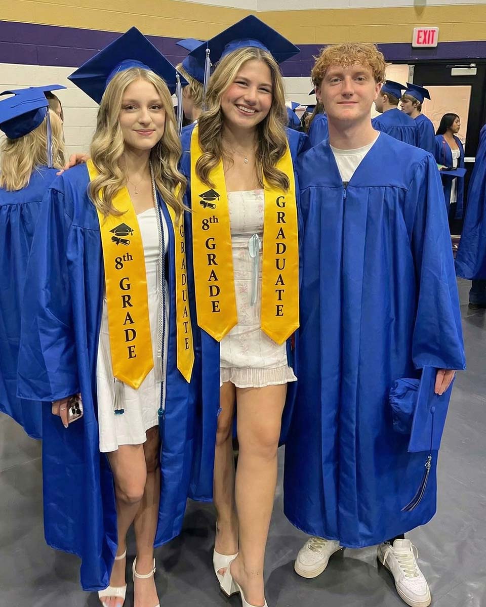 Printed Graduation Stole for 8th Grade Graduates - 3 Colors Available