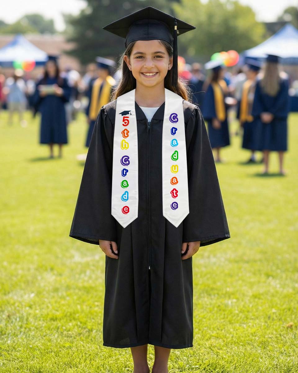 Printed Graduation Stole for 5th Grade Graduates - 3 Colors Available