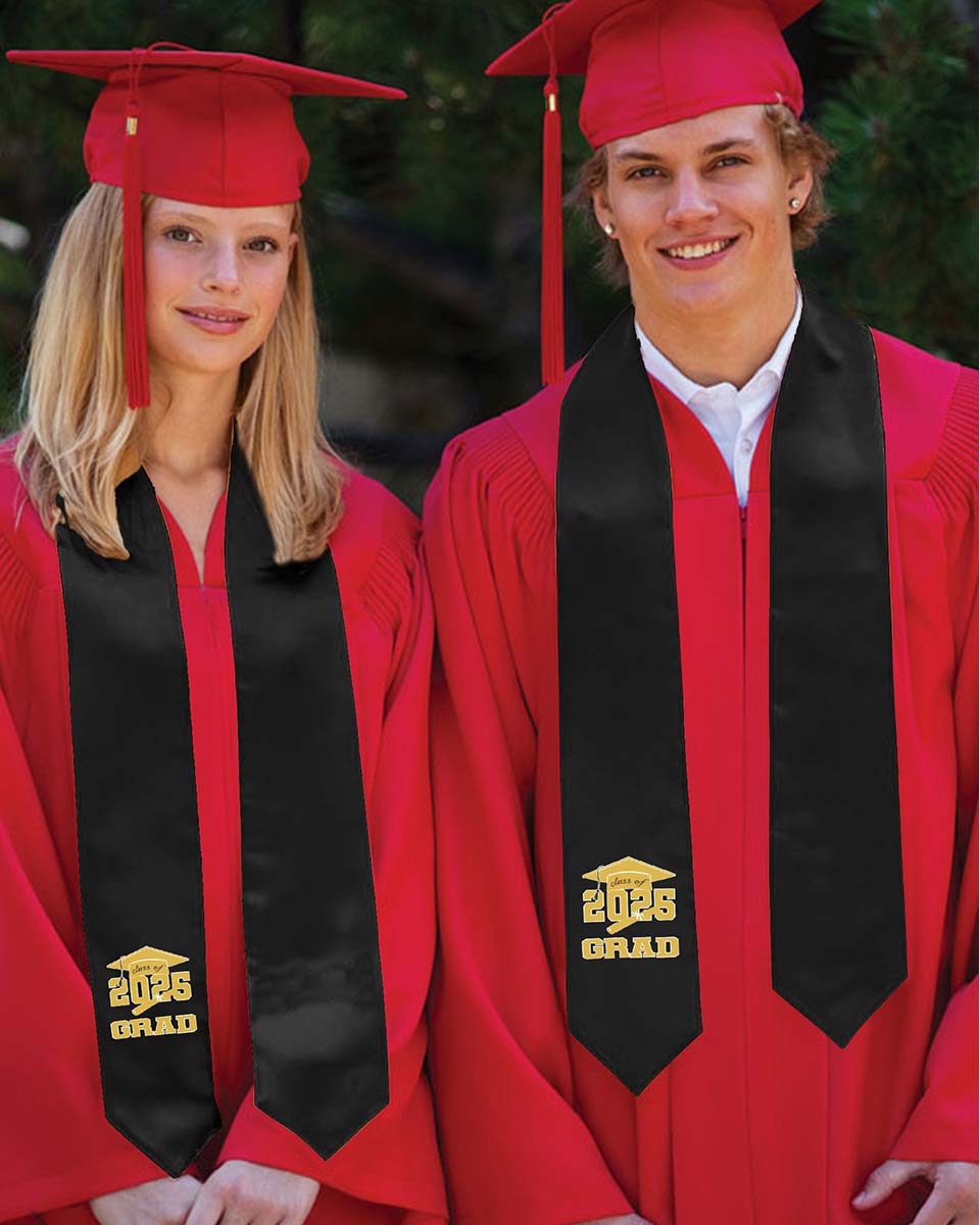 Class of 2025 Adults Imprinted Graduation Stoles with Classic End - 2 Colors Available