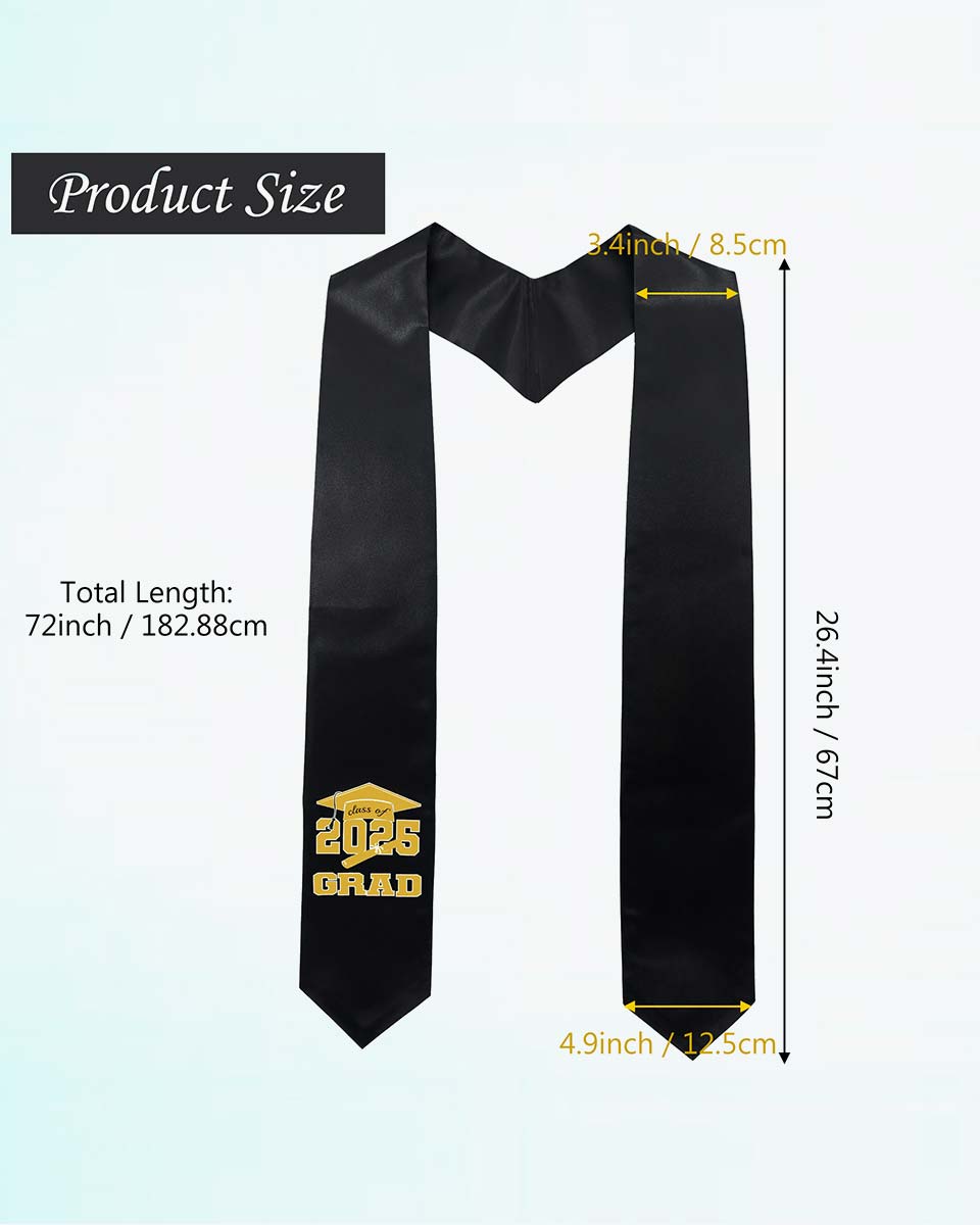 Class of 2025 Adults Imprinted Graduation Stoles with Classic End - 2 Colors Available
