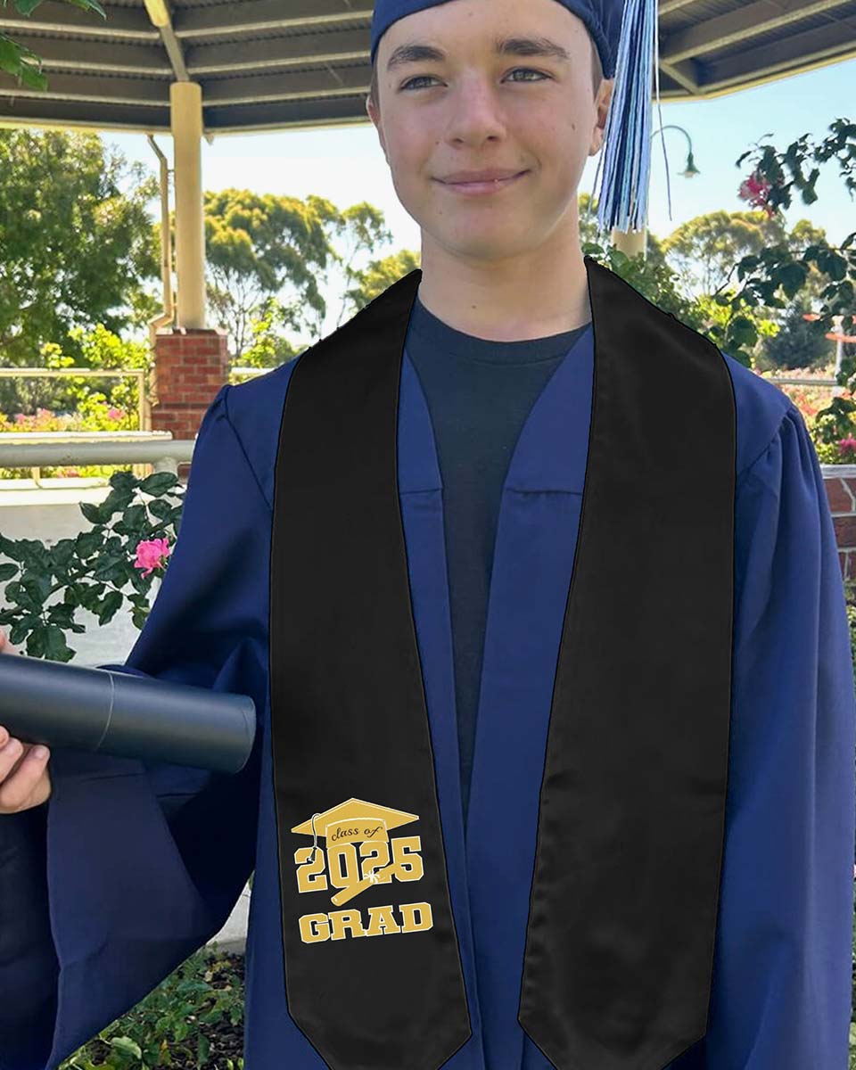 Class of 2025 Adults Imprinted Graduation Stoles with Classic End - 2 Colors Available