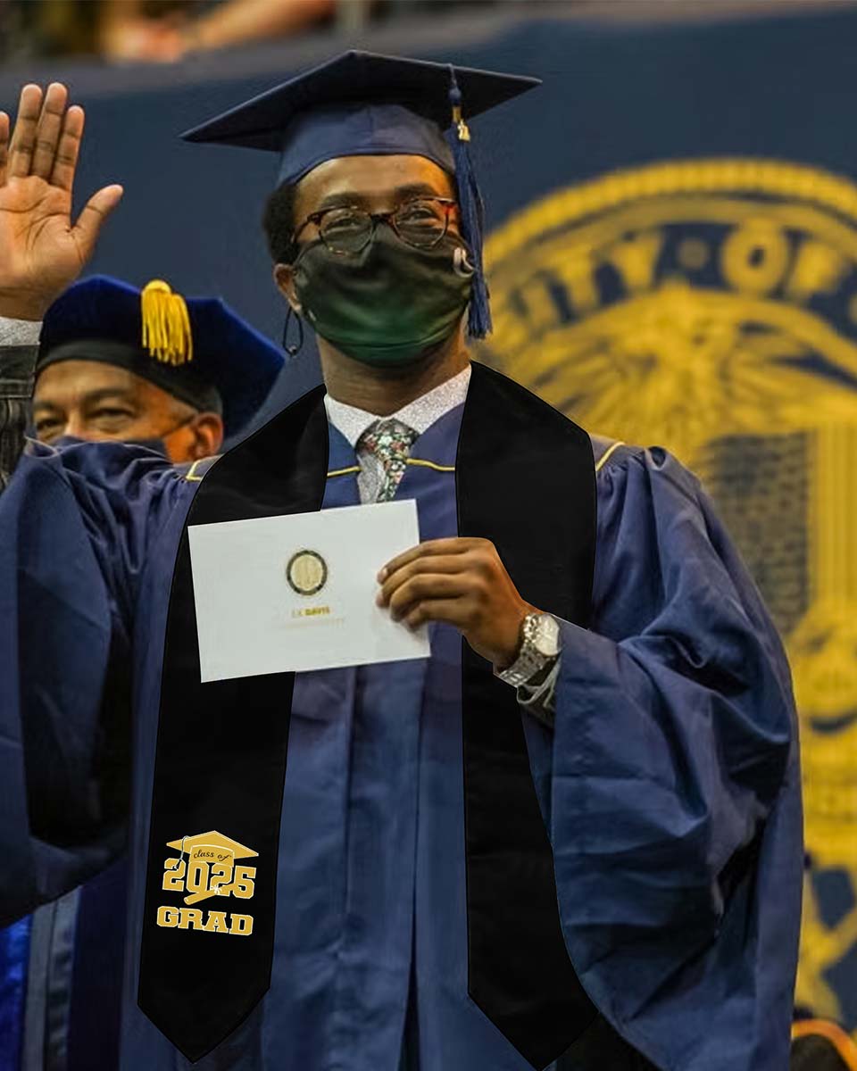 Class of 2025 Adults Imprinted Graduation Stoles with Classic End - 2 Colors Available