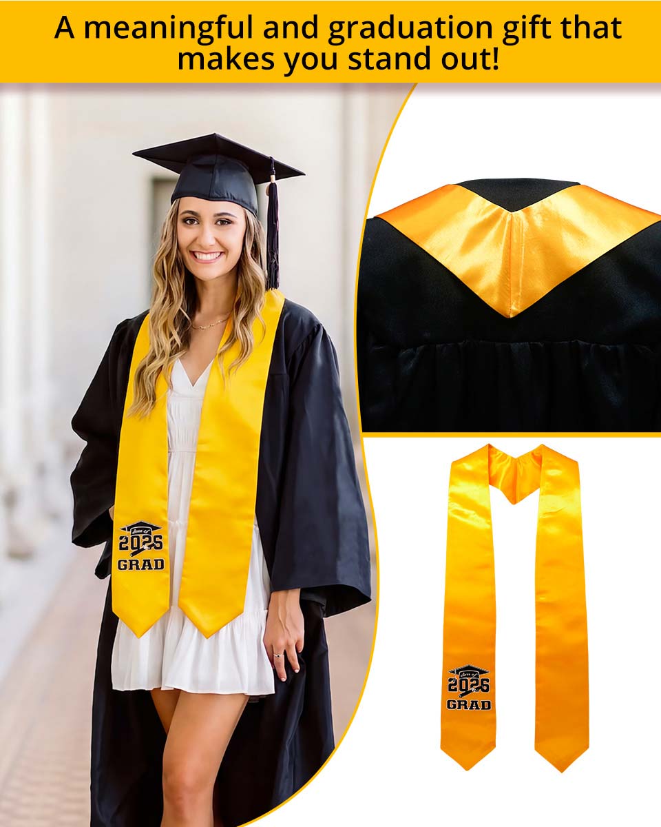 Class of 2026 Adults Imprinted Graduation Stoles with Classic End - 5 Colors Available