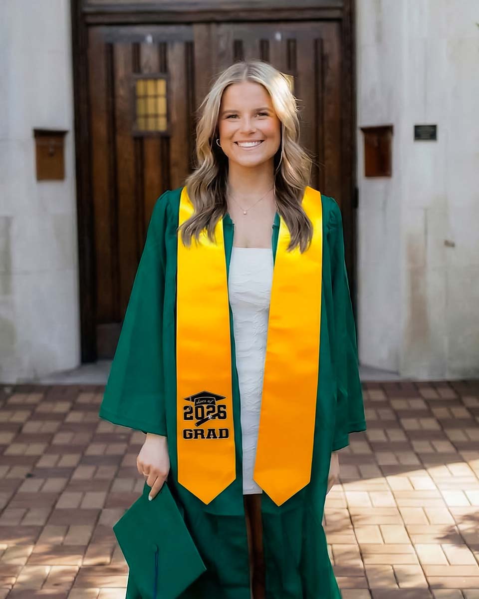 Class of 2026 Adults Imprinted Graduation Stoles with Classic End - 5 Colors Available