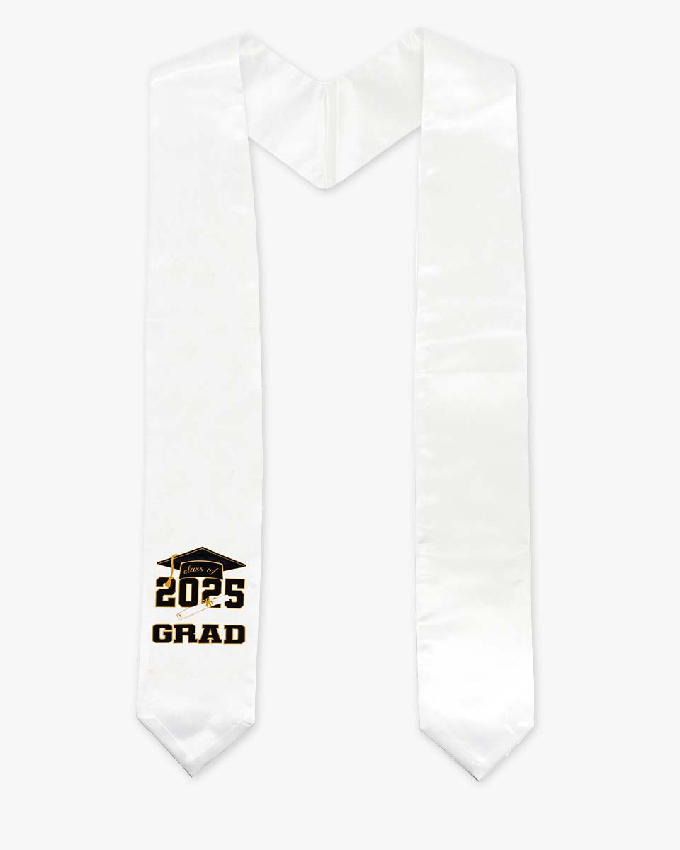Class of 2025 Adults Imprinted Graduation Stoles with Classic End - 2 Colors Available