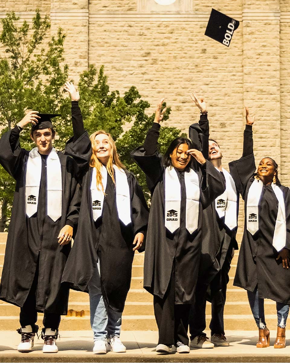 Class of 2025 Adults Imprinted Graduation Stoles with Classic End - 2 Colors Available
