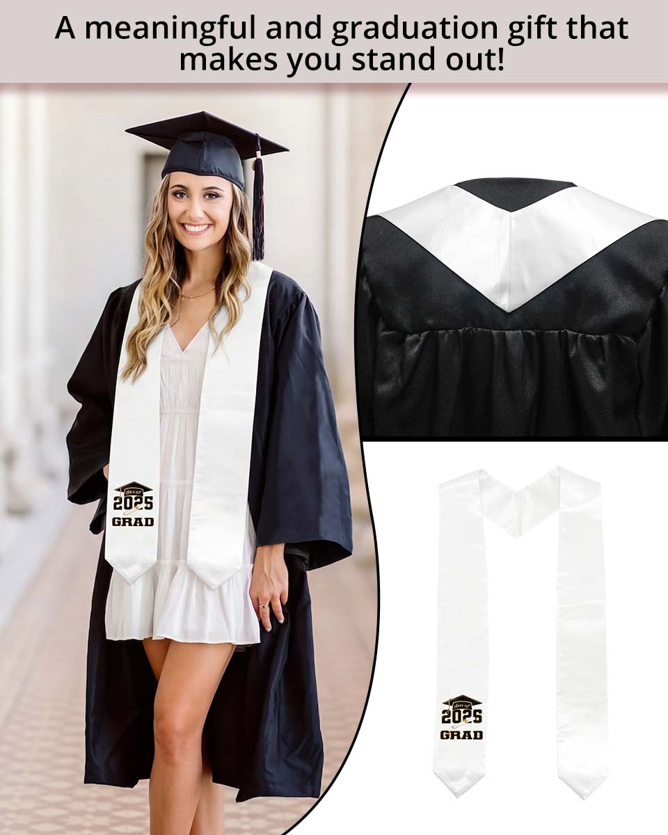 Class of 2026 Adults Imprinted Graduation Stoles with Classic End - 5 Colors Available