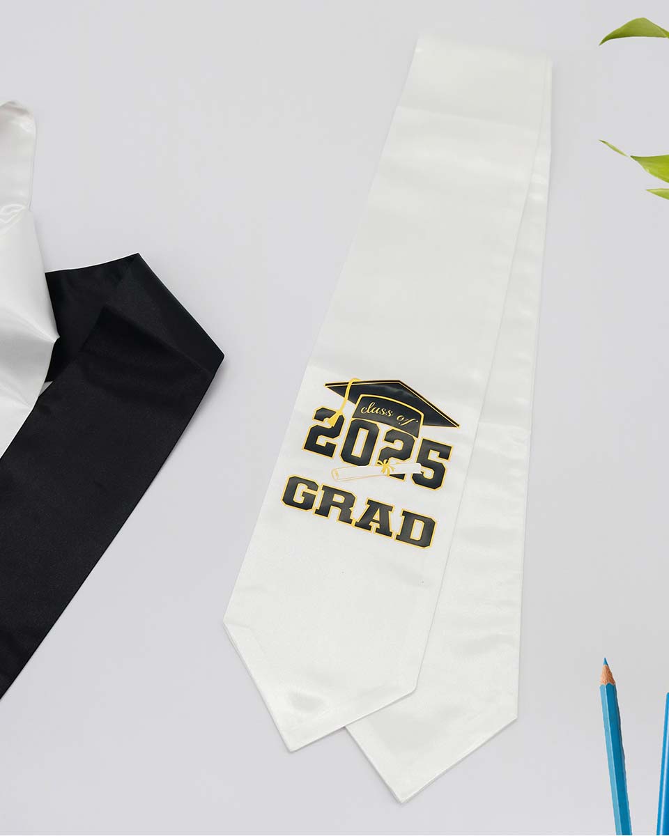 Class of 2025 Adults Imprinted Graduation Stoles with Classic End - 2 Colors Available