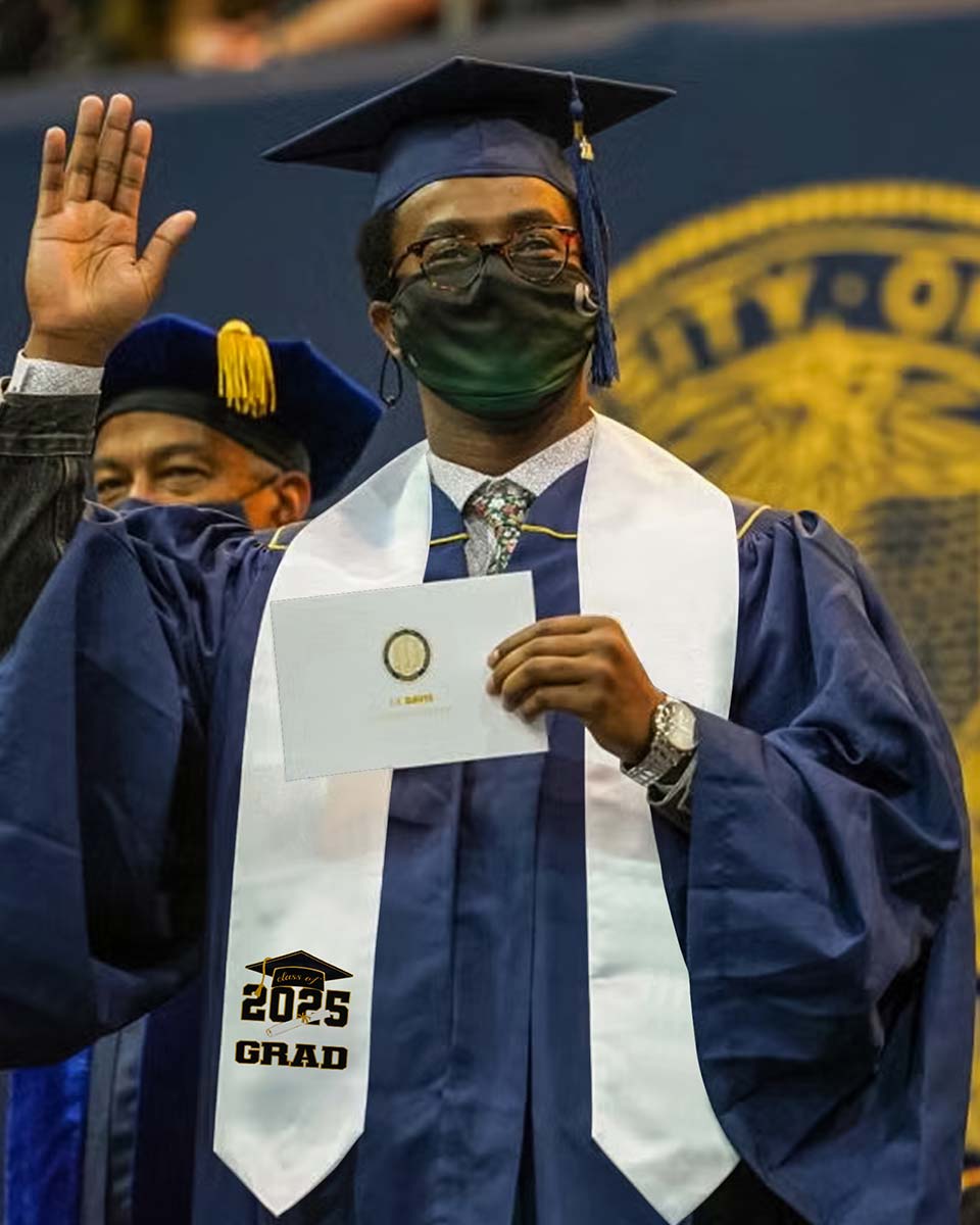 Class of 2025 Adults Imprinted Graduation Stoles with Classic End - 2 Colors Available