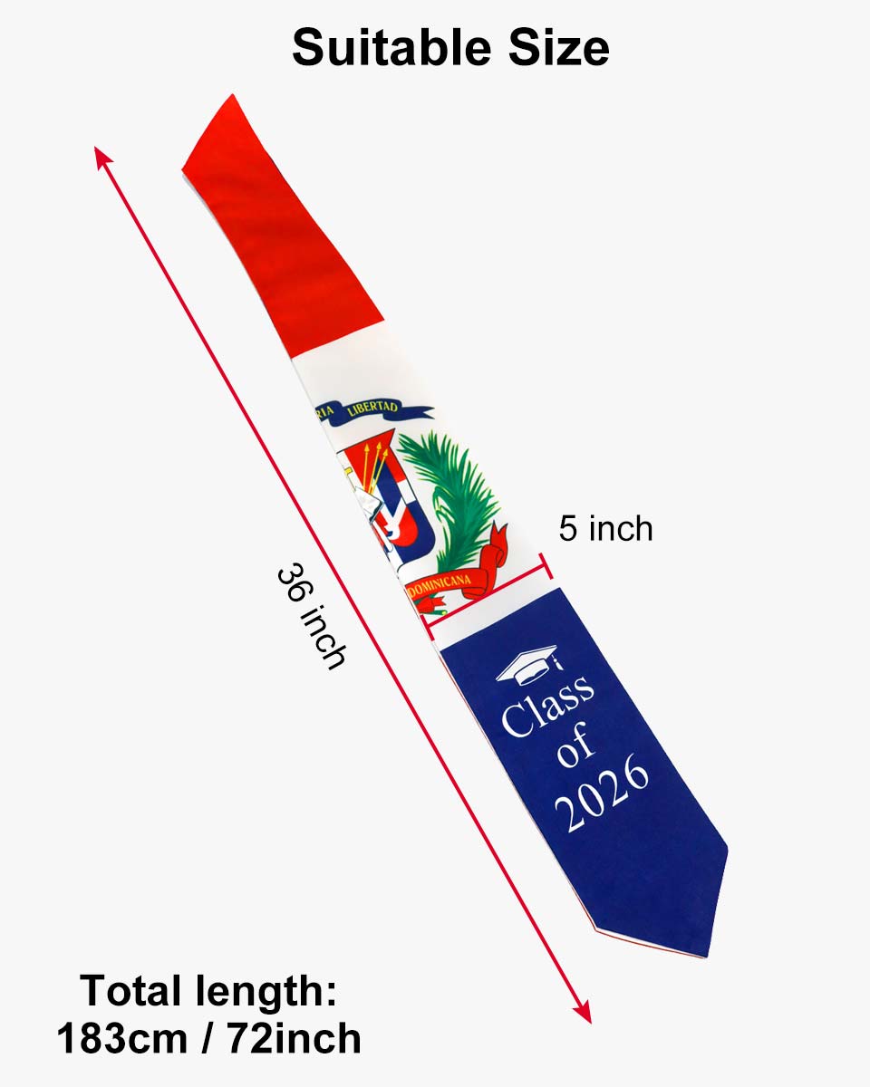 Class of 2026 Printed Flag Graduation Stole 72" - 8 Styles Available