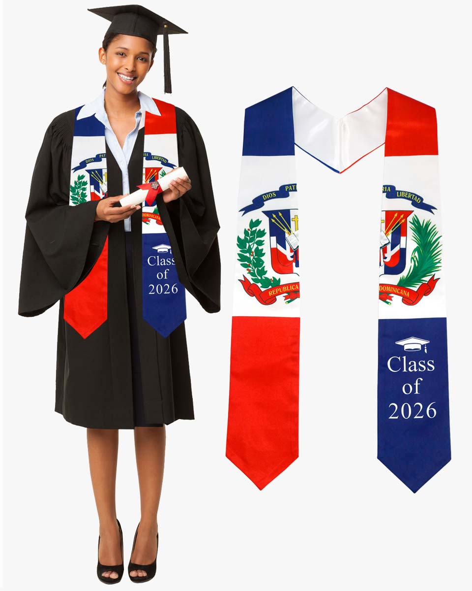 Class of 2026 Printed Flag Graduation Stole 72" - 8 Styles Available