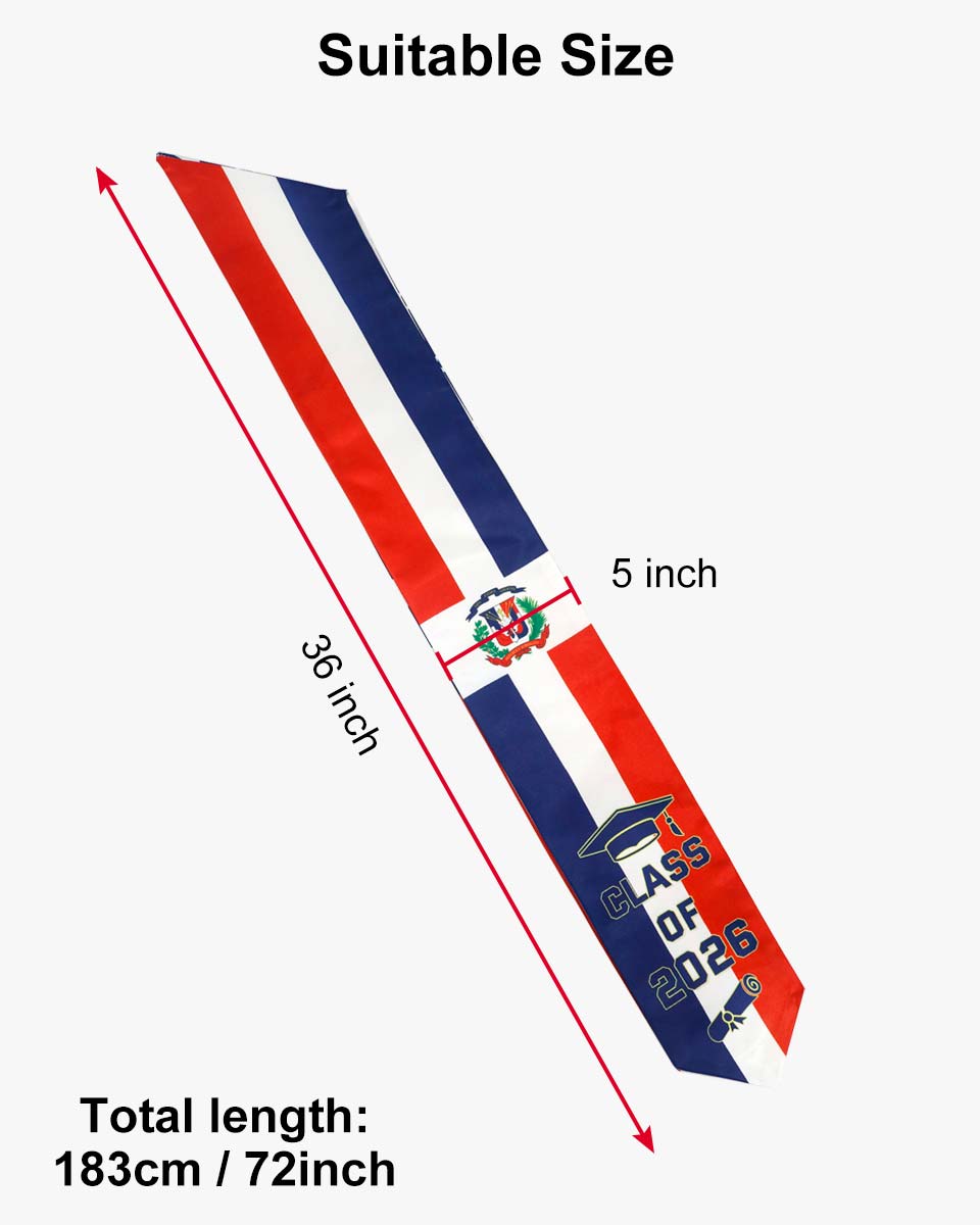 Class of 2026 Printed Flag Graduation Stole 72" - 8 Styles Available