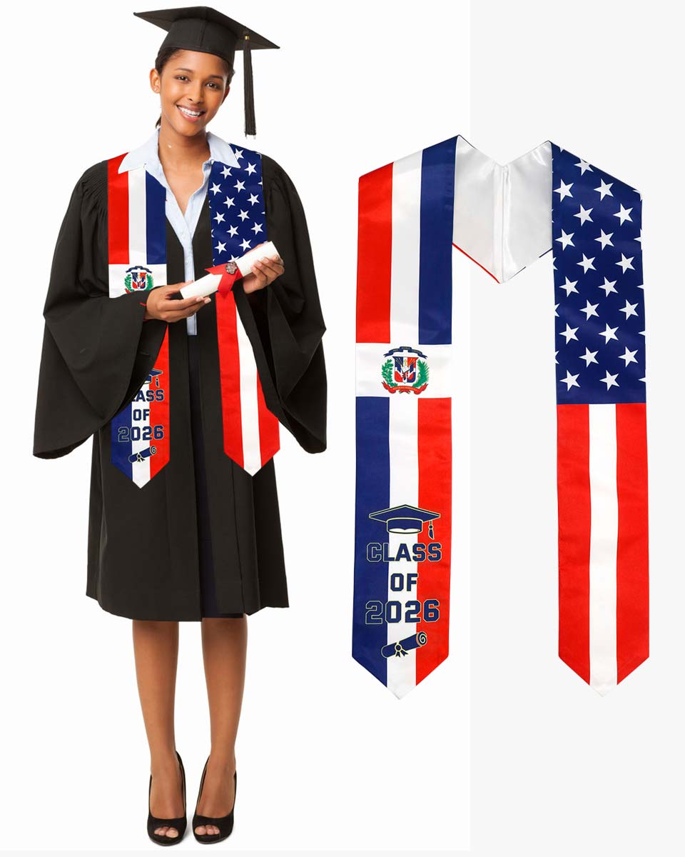 Class of 2026 Printed Flag Graduation Stole 72" - 8 Styles Available