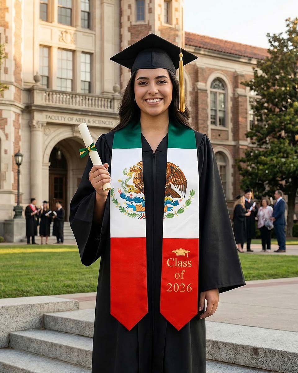 Class of 2026 Printed Flag Graduation Stole 72" - 8 Styles Available
