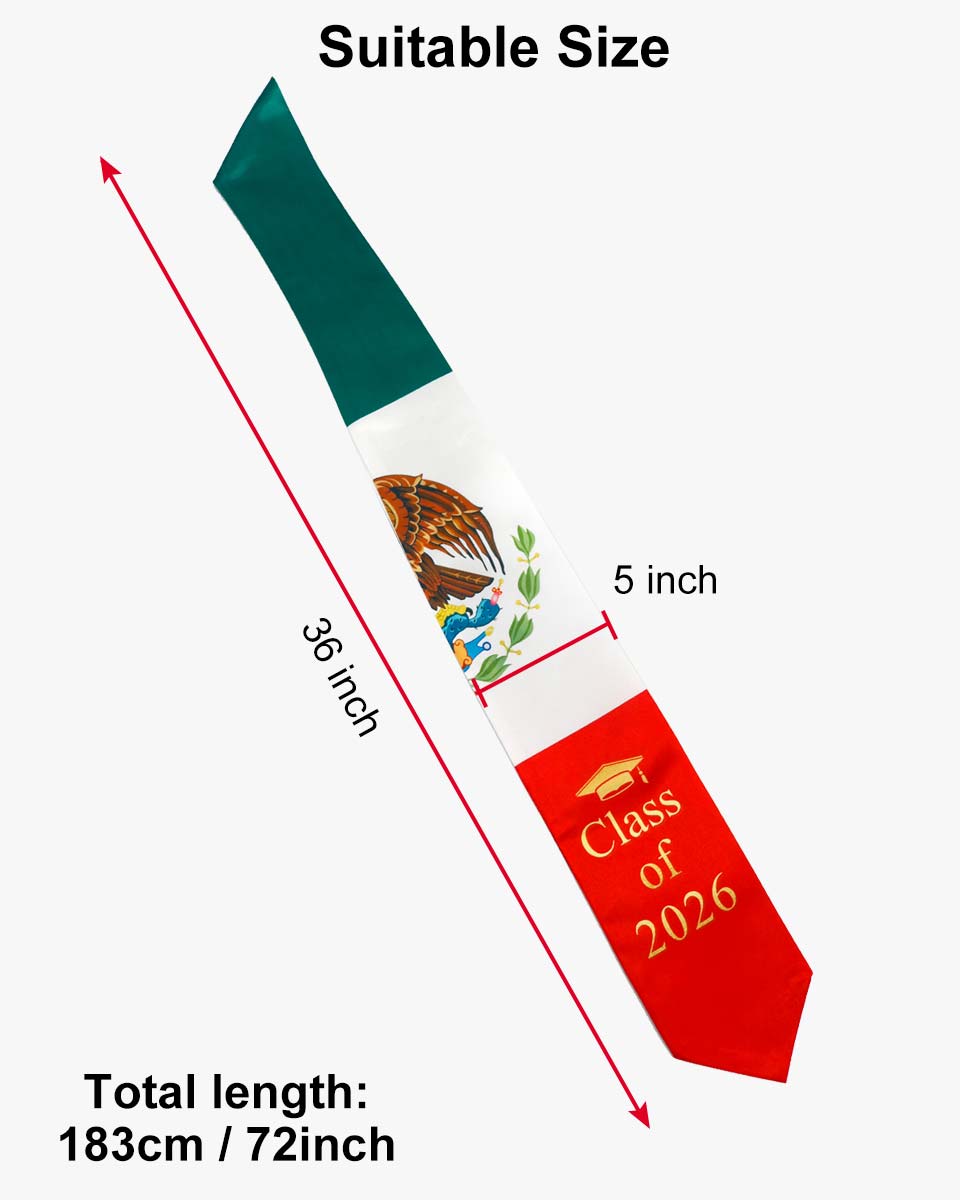 Class of 2026 Printed Flag Graduation Stole 72" - 8 Styles Available