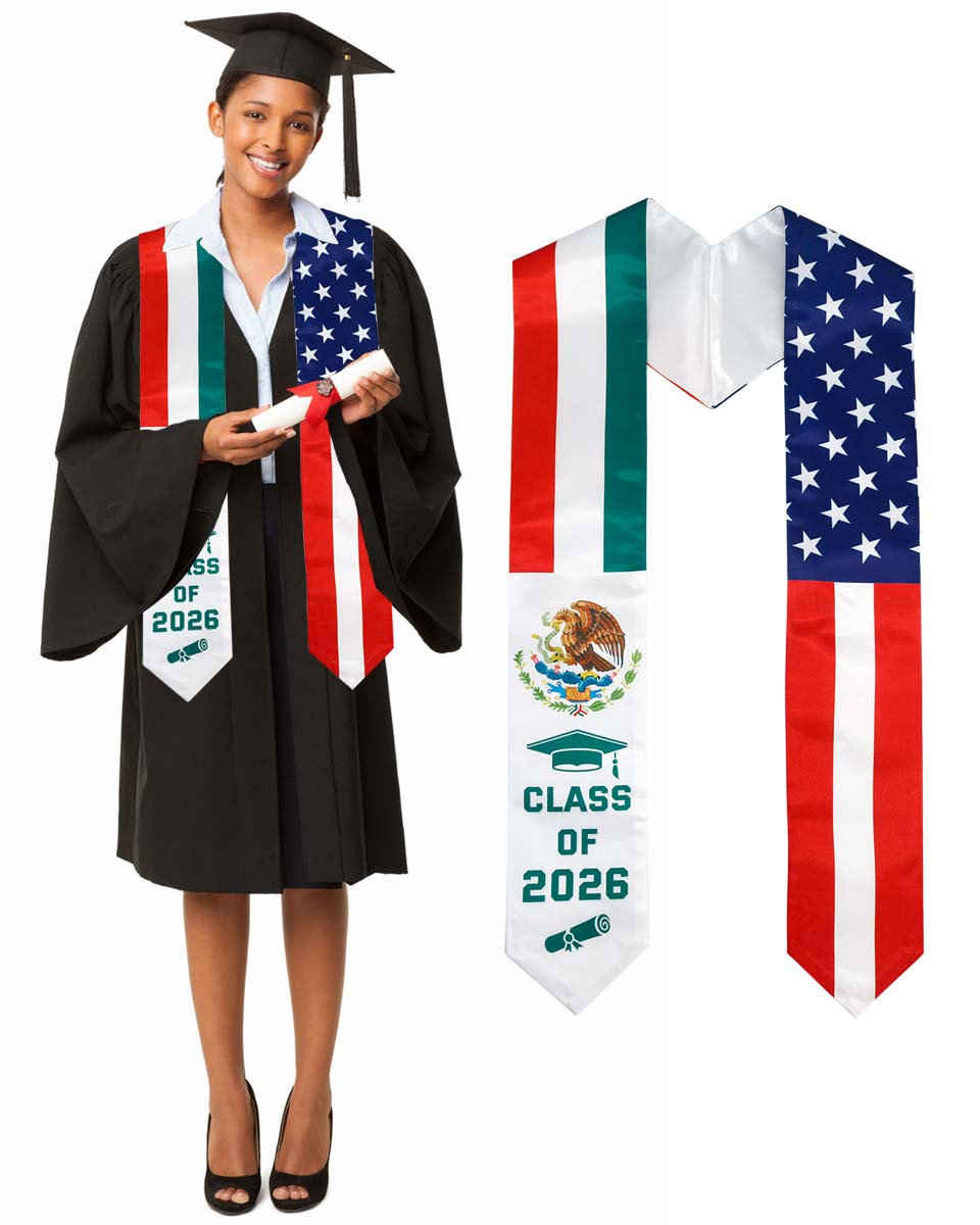 Class of 2026 Printed Flag Graduation Stole 72" - 8 Styles Available