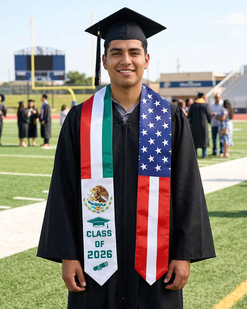 Class of 2026 Printed Flag Graduation Stole 72" - 8 Styles Available