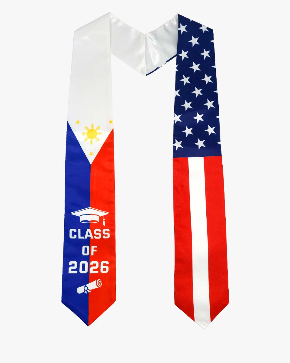Class of 2026 Printed Flag Graduation Stole 72" - 8 Styles Available