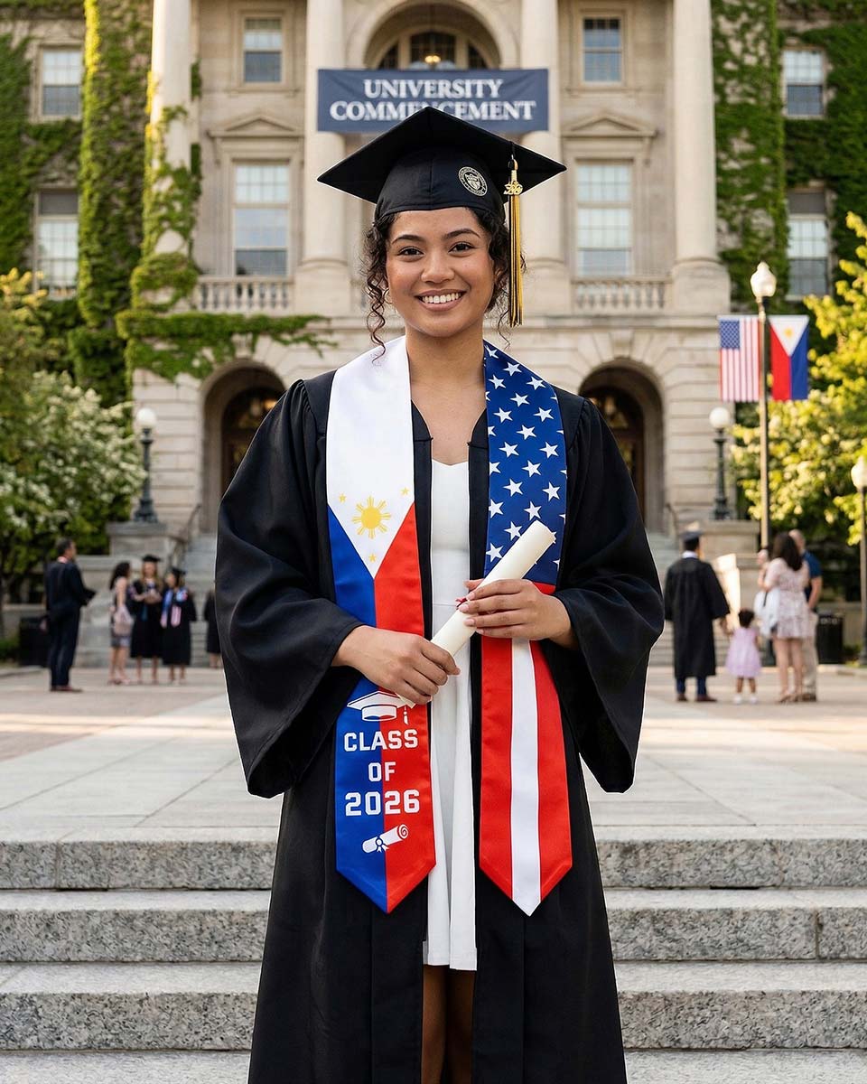 Class of 2026 Printed Flag Graduation Stole 72" - 8 Styles Available