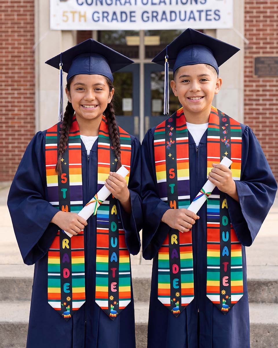 Mexico Graduation Printed Stole for 5th Grade Graduates