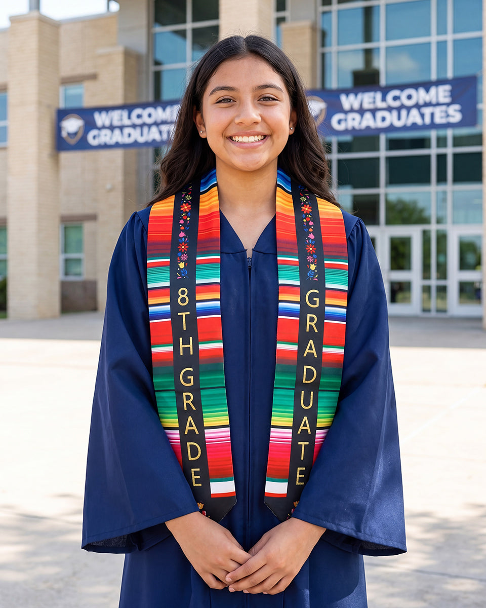 Mexico Graduation Printed Stole for 8th Grade Graduates