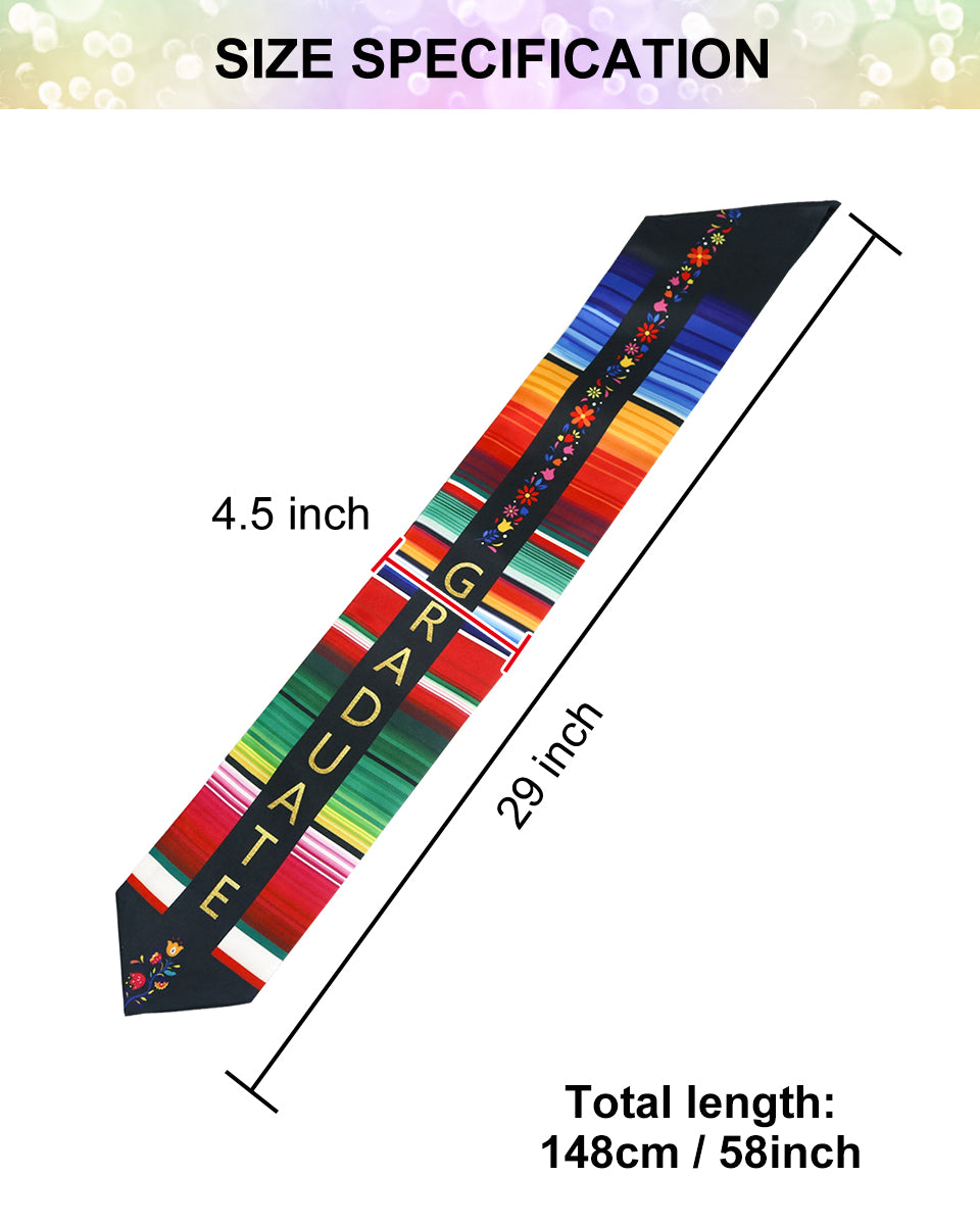 Mexico Graduation Printed Stole for 8th Grade Graduates