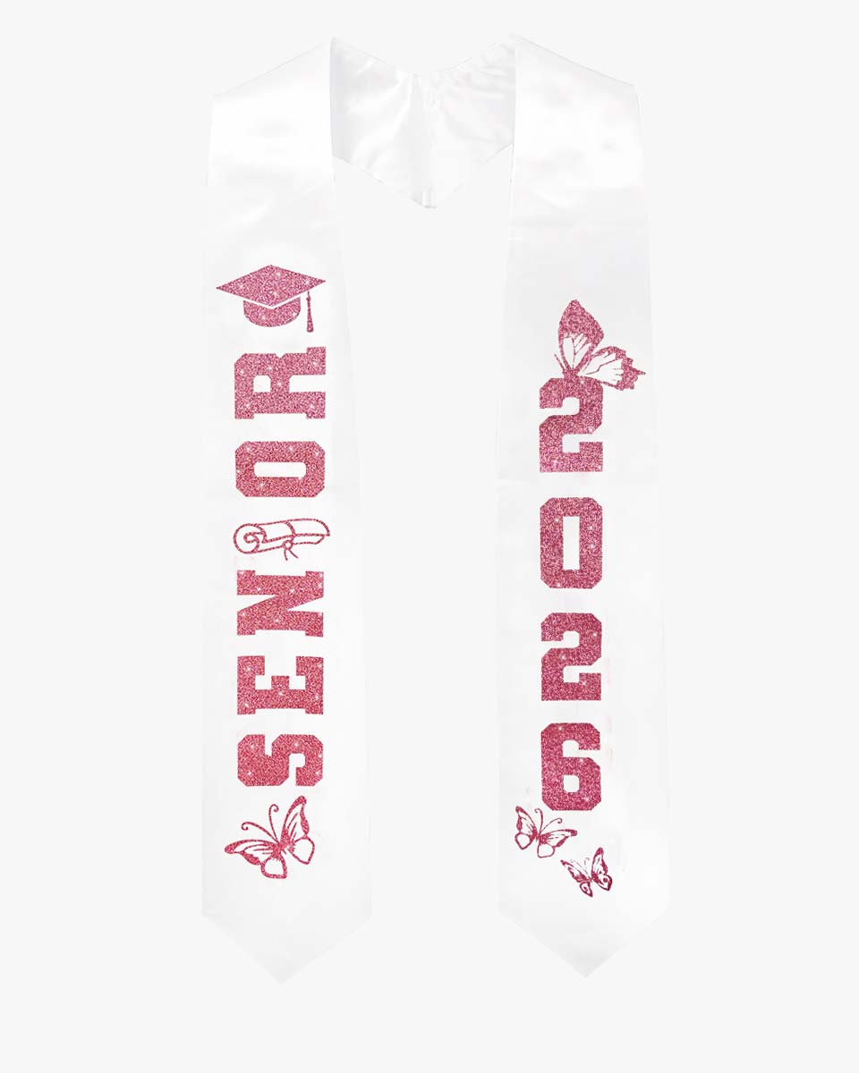 Class of 2026 Senior High School Graduation Stole with Glitter Letter - 2 Color Available