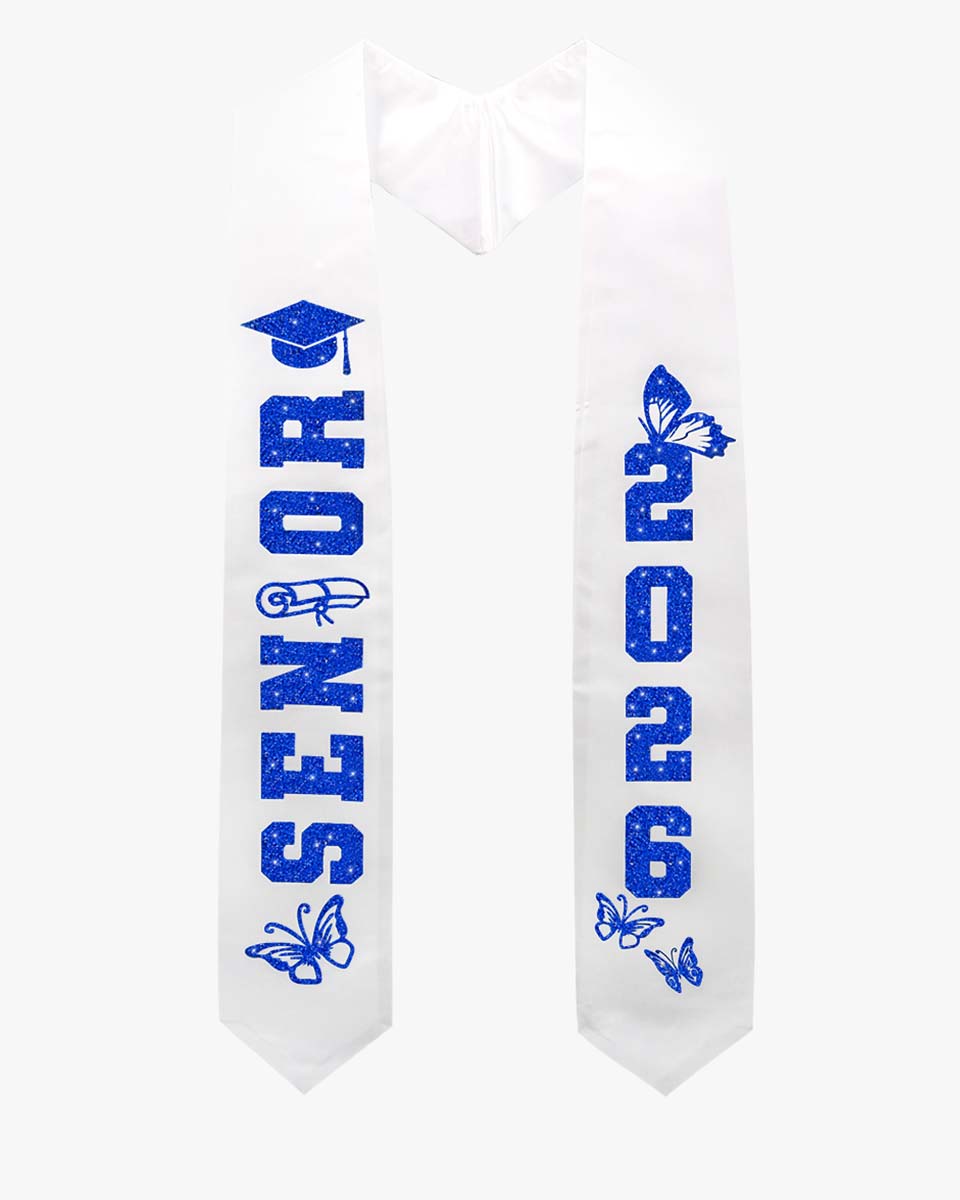 Class of 2026 Senior High School Graduation Stole with Glitter Letter - 2 Color Available
