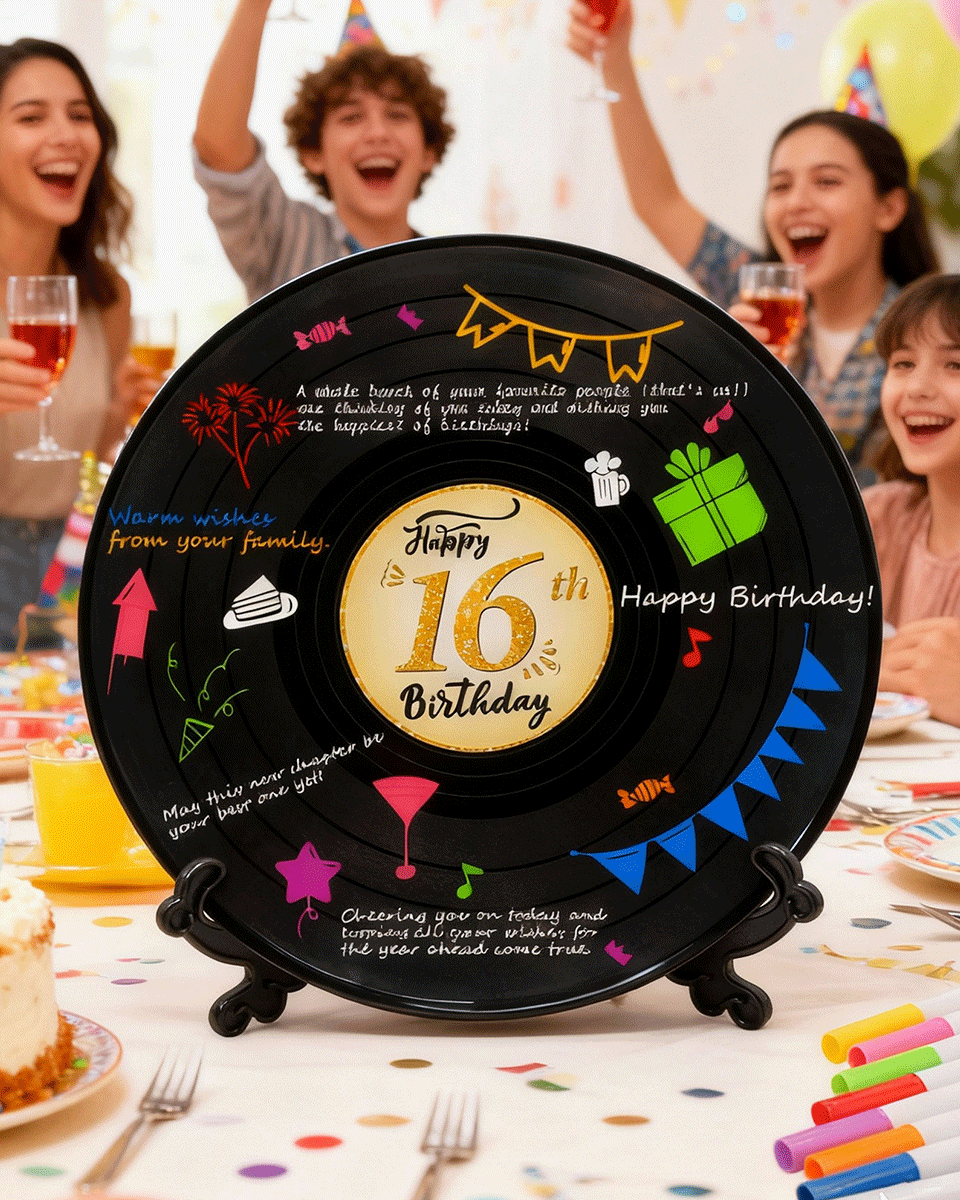 Vinyl Record Sign Poster Guest Book with Pens & Stickers - 3 Styles Available