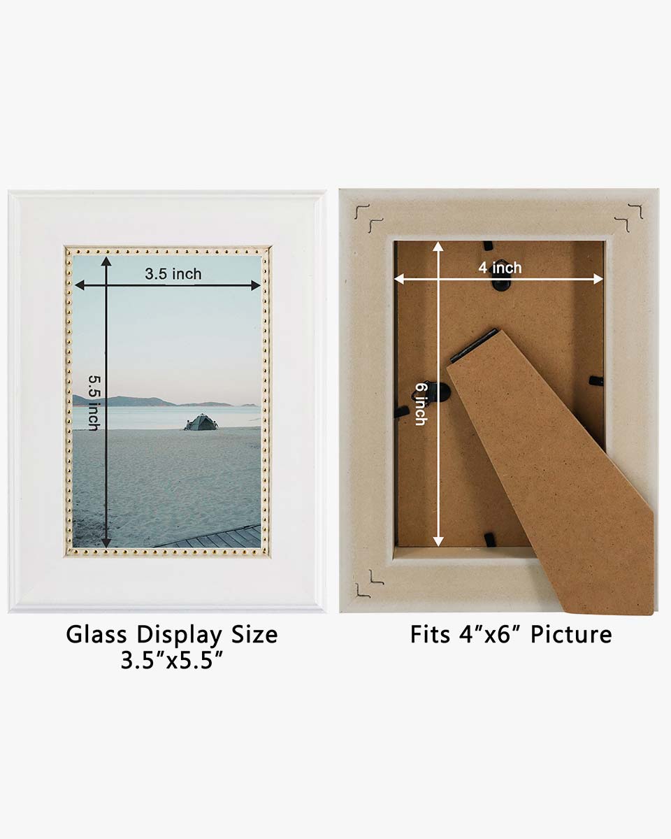 White Picture Frame,Photo Display with Gold Beading,pack of 2 - 3 Sizes Available
