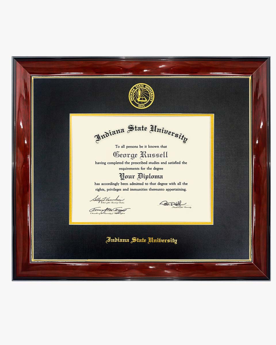 Deluxe Wooded Certificate Frame with Gold Foiled Logo - Various Universities & Sizes Available