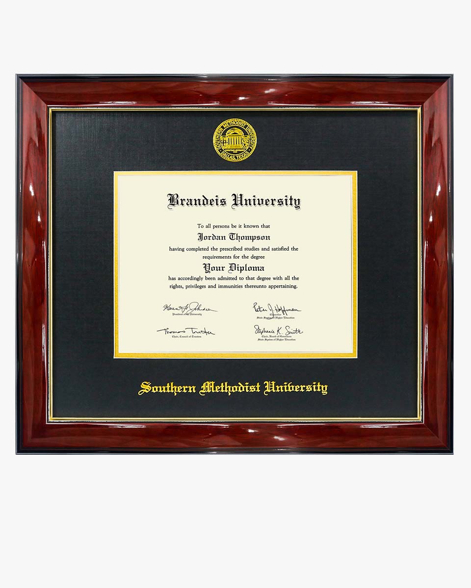 Deluxe Wooded Certificate Frame with Gold Foiled Logo - Various Universities & Sizes Available