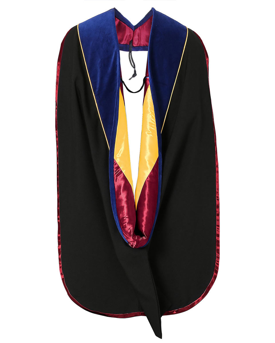 Deluxe Doctoral Hood with Gold Piping - 10 Color Combinations Available