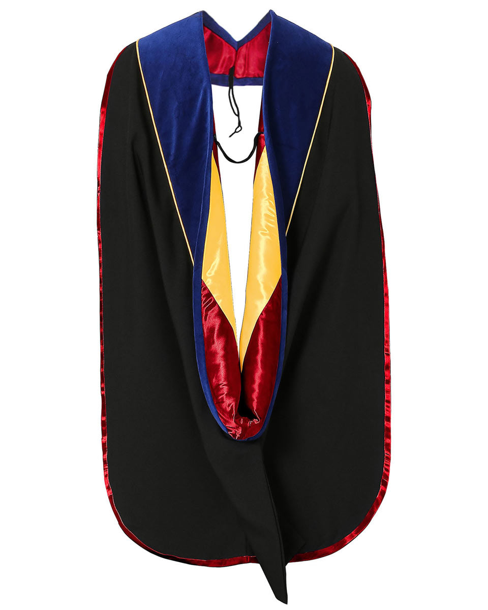 Deluxe Doctoral Hood with Gold Piping - 10 Color Combinations Available