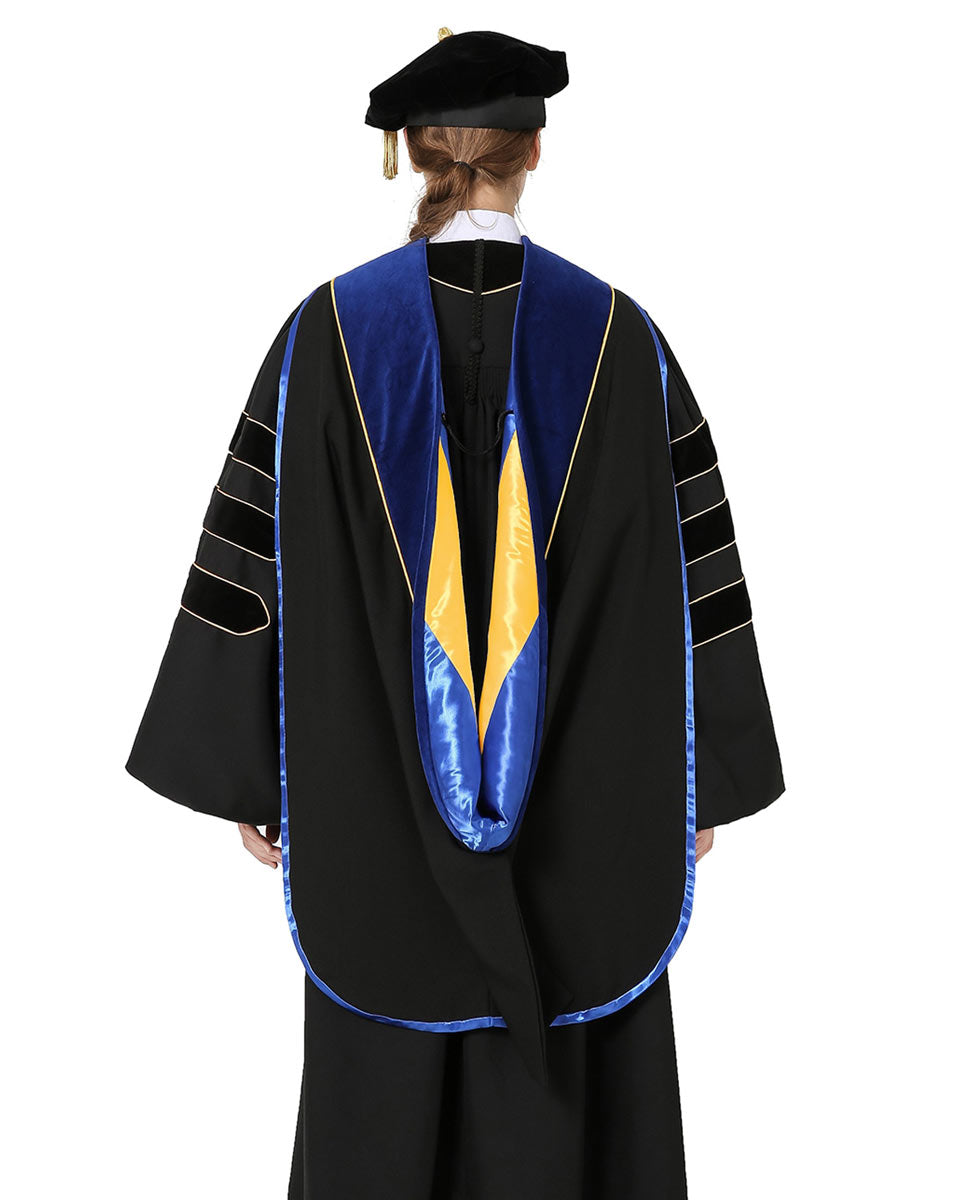 Deluxe Doctoral Hood with Gold Piping - 10 Color Combinations Available