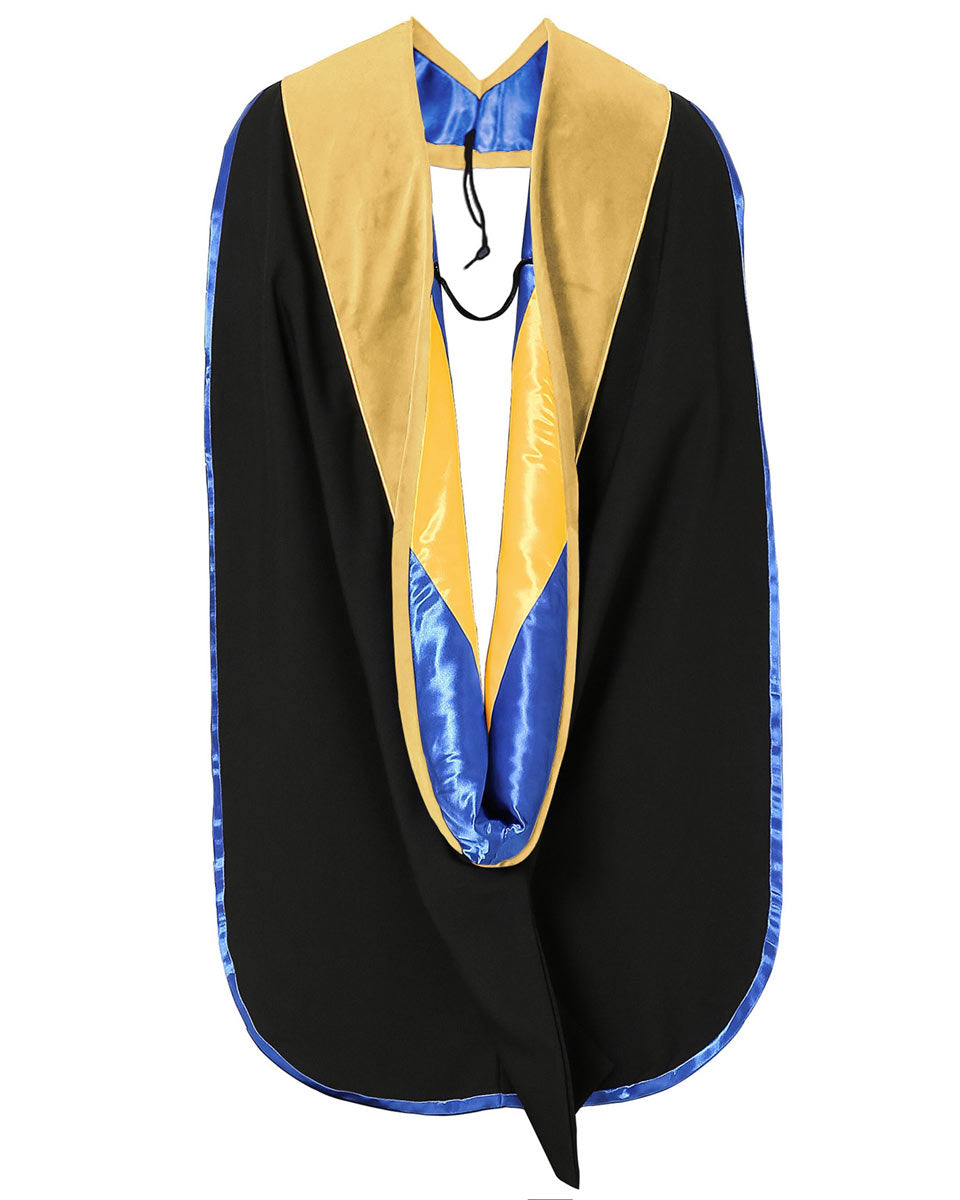 Deluxe Doctoral Hood with Gold Piping - 10 Color Combinations Available