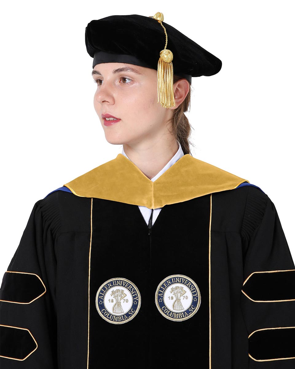 Deluxe Doctoral Hood with Gold Piping - 30 Color Combinations Available