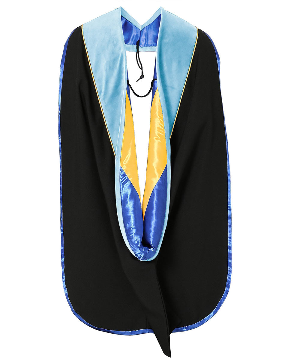 Deluxe Doctoral Hood with Gold Piping - 30 Color Combinations Available