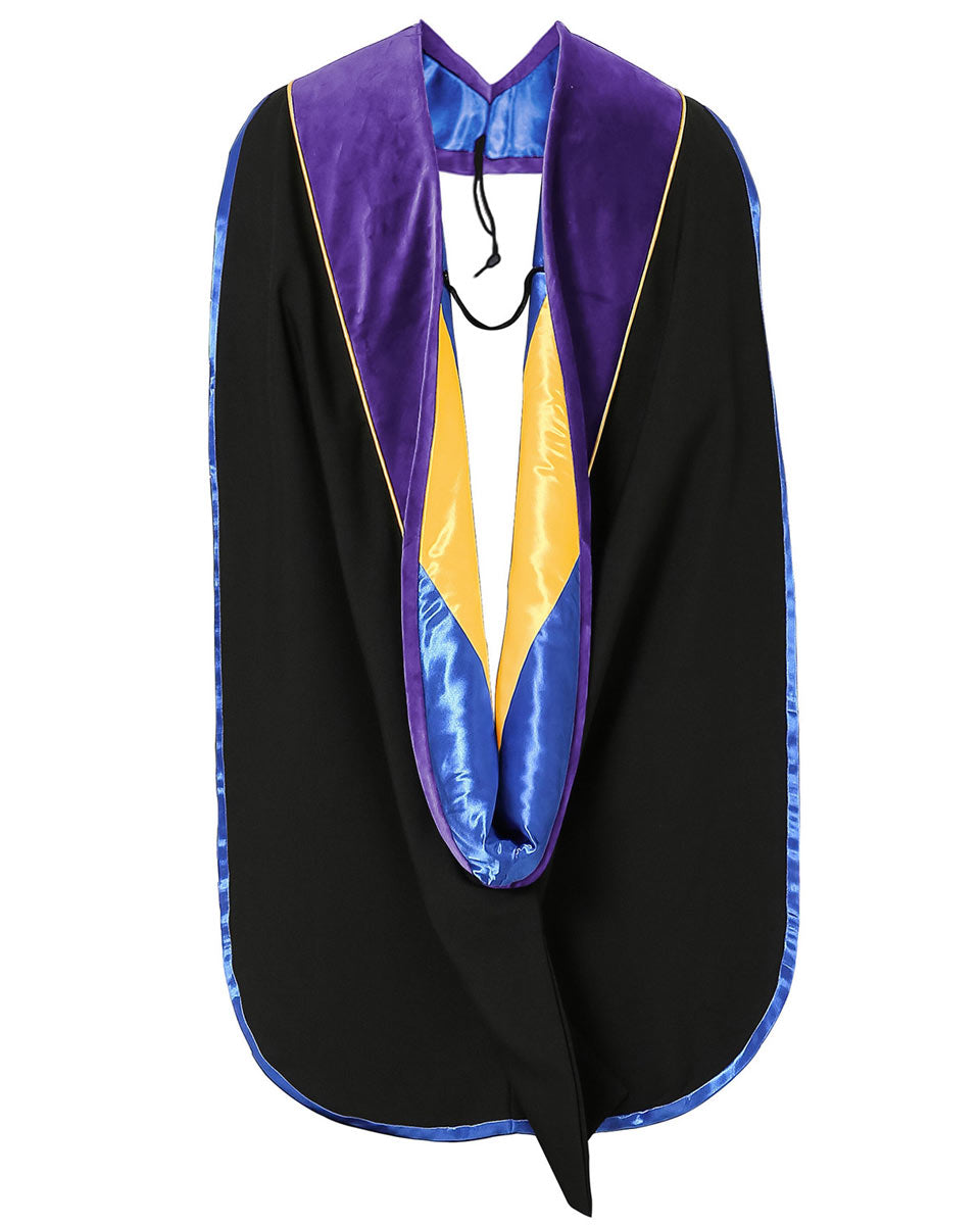 Deluxe Doctoral Hood with Gold Piping - 30 Color Combinations Available