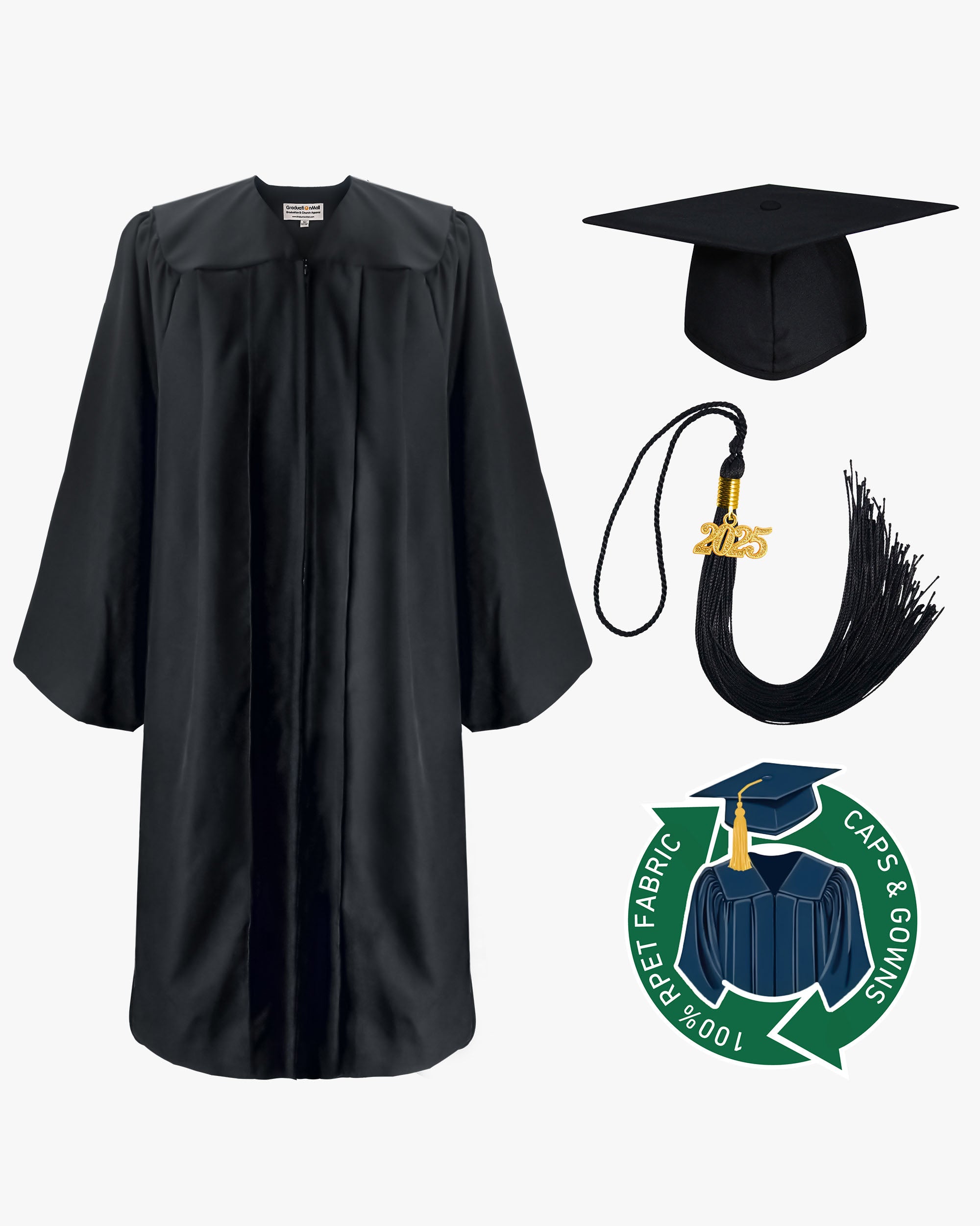 100% Recycled Material High School Graduation Cap and Gown with Pocket 100% Recycled Material High School Graduation Cap and Gown with Pocket