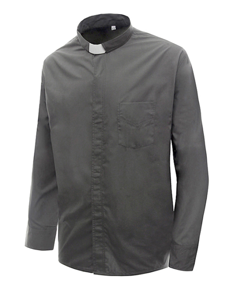 Men's Long-sleeved Tab Collar Clergy Shirt for Halloween Costumes