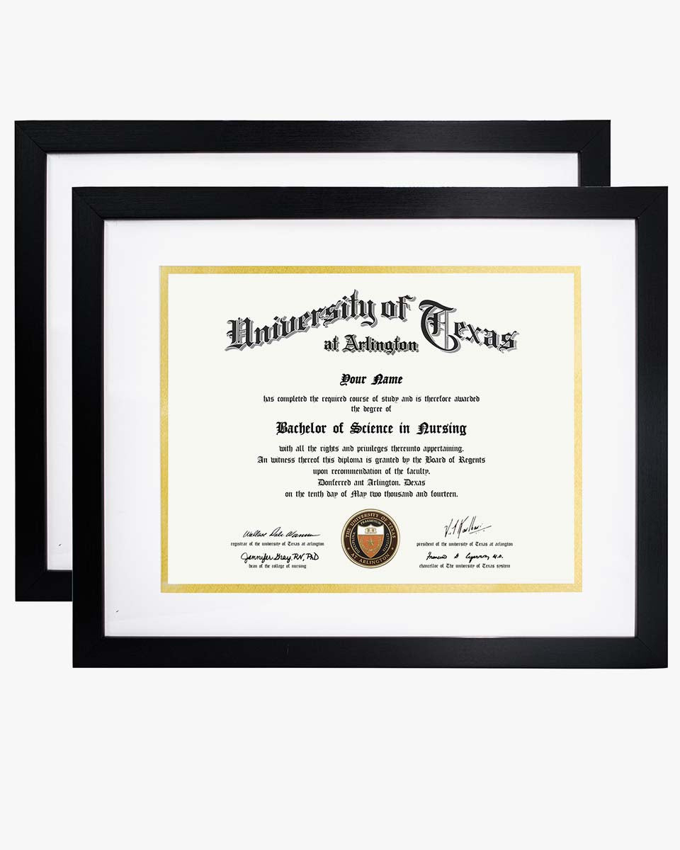 Certificate Diploma Frame Black with High Definition Glass, Pack of 2 - 8.5'' x 11'' - 11" x 14" - A4 Size