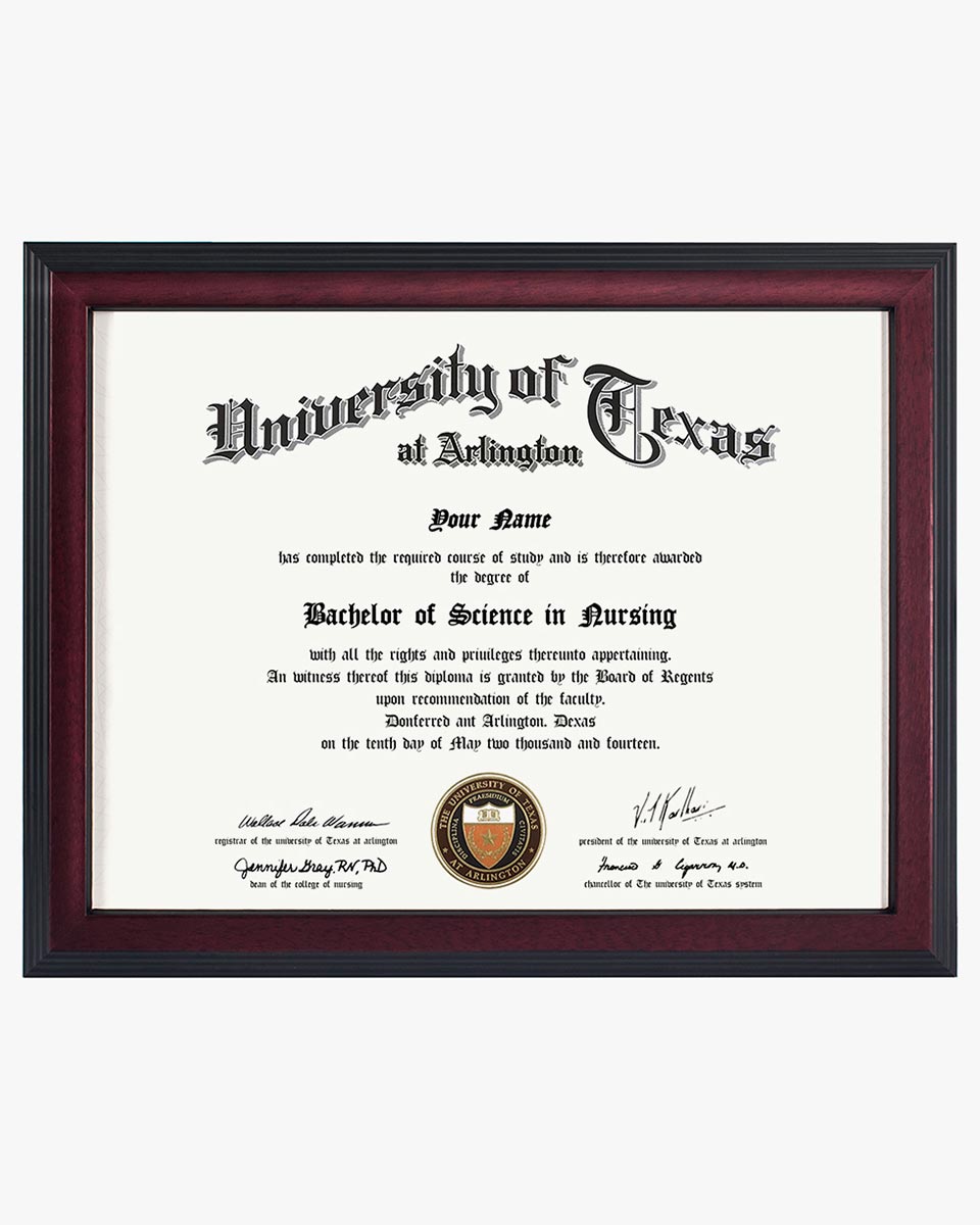Certificate Document Solid Wood Frame Mahogany with Black Tapering Stepped Edge - 8 1-2'' x 11''