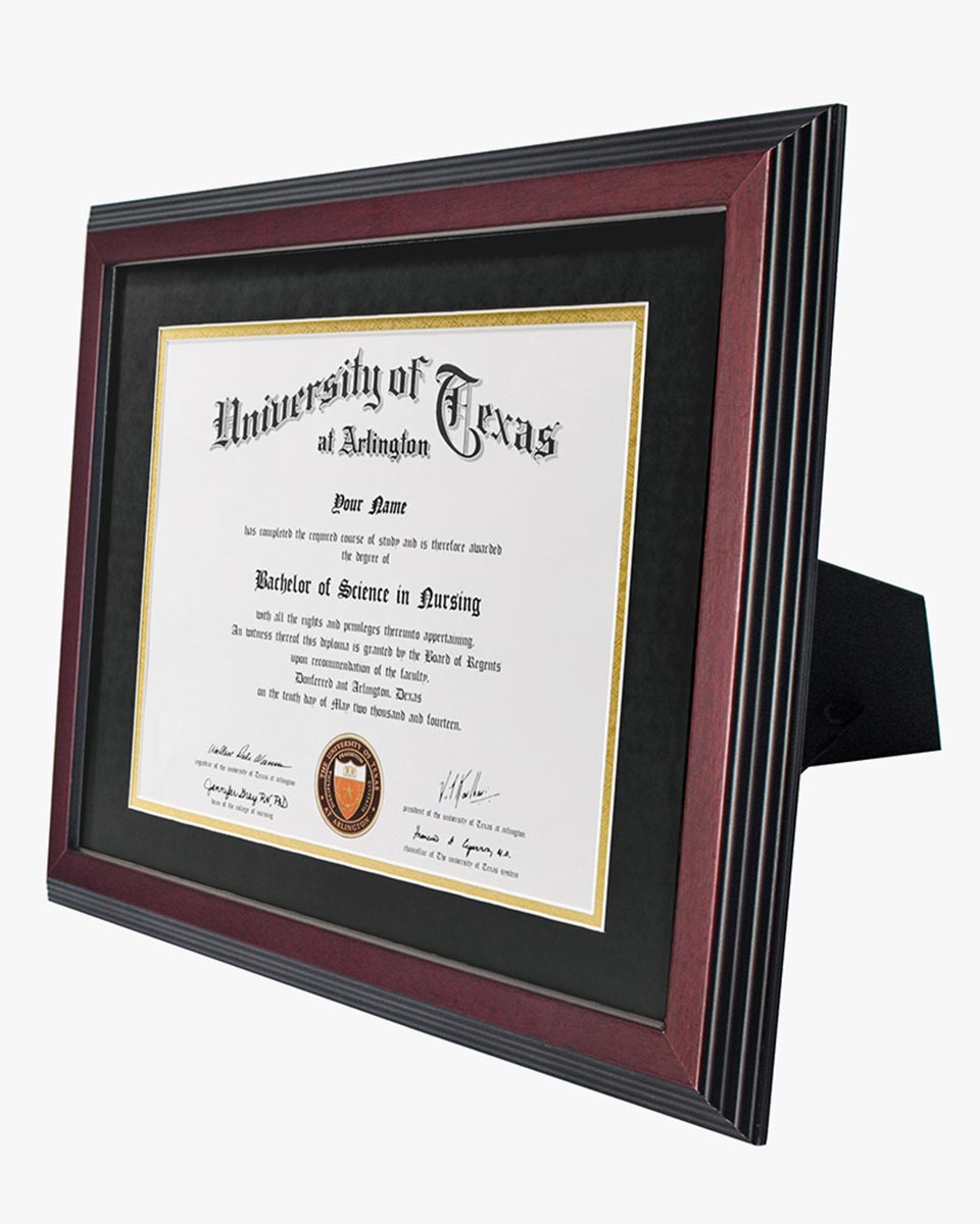 Certificate Document Solid Wood Frame Mahogany with Black Tapering Stepped Edge - 8.5"*11"-11"*14"