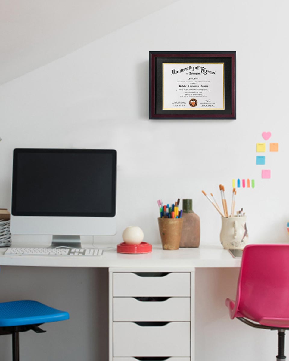 Certificate Document Solid Wood Frame Mahogany with Black Tapering Stepped Edge - 8.5"*11"-11"*14"