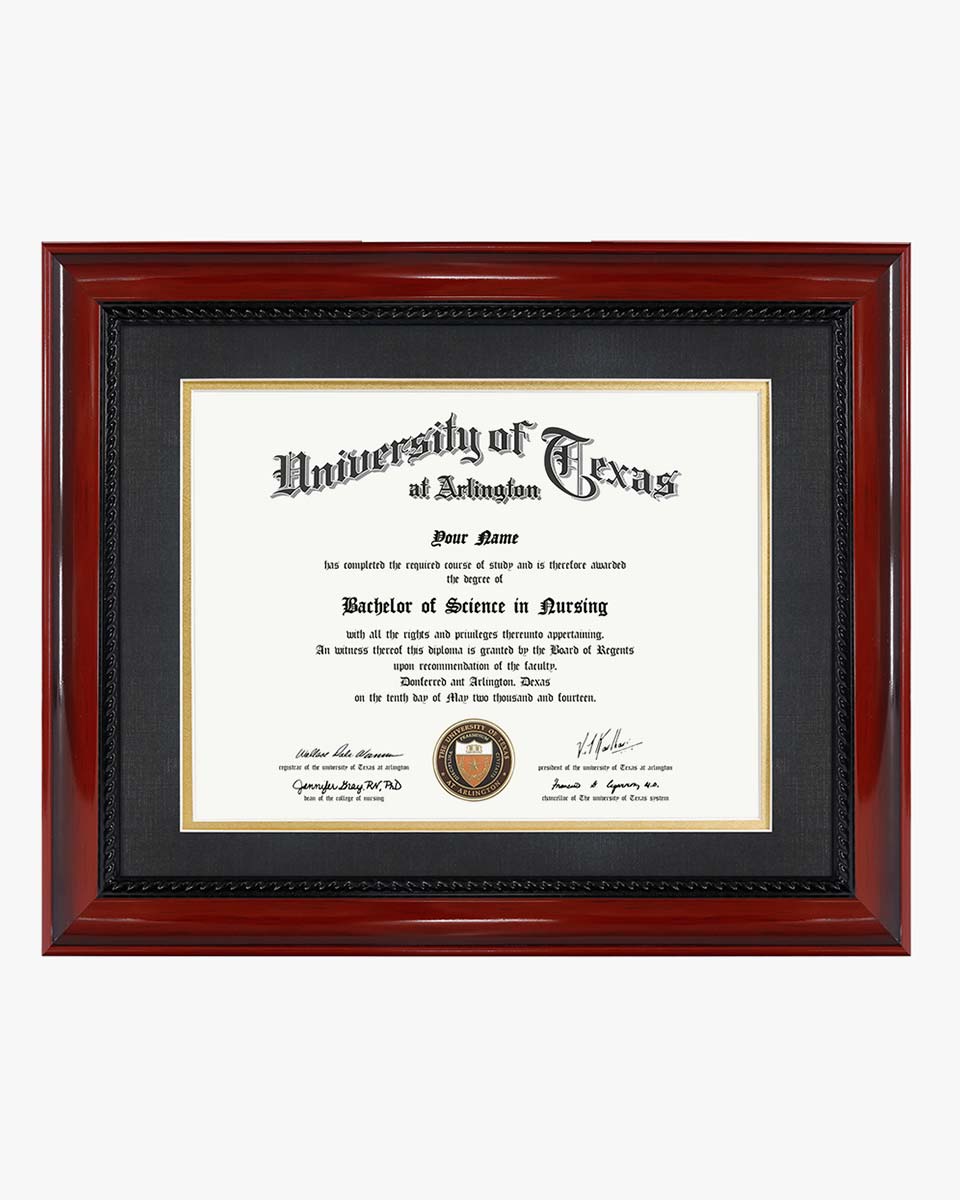 Certificate Solid Wood Frame with Intricate Black Rope Detail for 8.5"*11"/11"*14" - 10 Colors Available